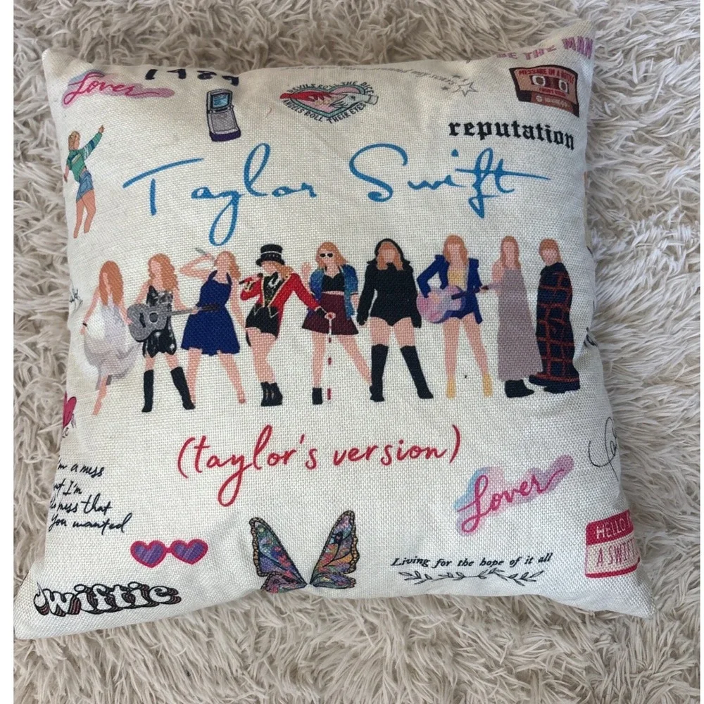 Taylor Swift Eras Tour Inspired Throw Pillow Swiftie Taylors Version Decor 17x17